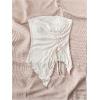 imageSHENHE Womens Ruched Drawstring Split Hem Strapless Top Asymmetrical Tube Bandeau TankBeige
