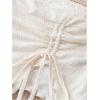 imageSHENHE Womens Ruched Drawstring Split Hem Strapless Top Asymmetrical Tube Bandeau TankBeige