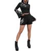 imageSHENHE Womens Snake Print Crew Neck Flare Long Sleeve Graphic T Shirt Goth Crop TopBlack