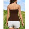 imageSHENHE Womens Strapless Ruffle Flared Peplum Tube Top Summer Casual Cute Top ShirtChocolate Brown