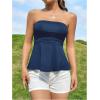 imageSHENHE Womens Strapless Ruffle Flared Peplum Tube Top Summer Casual Cute Top ShirtDeep Blue