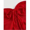 imageSHENHE Womens Strapless Tie Front Lettuce Trim Asymmetrical Flare Boho Tube TopRed Solid