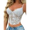 imageSHENHE Womens Corset Tops Spaghetti Strap Cami Crop Tank Top Mesh Floral Embroidery Bustier CamisoleFloral White