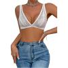 imageSHENHE Womens Floral Lace Sheer Backless Bralette Bras Scallop Trim Wireless BrasWhite