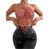 imageSHENHE Womens Open Back Sexy Diamond Body Top Backless Halter Rave Shirt Club TopRed