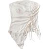 imageSHENHE Womens Ruched Drawstring Split Hem Strapless Top Asymmetrical Tube Bandeau TankBeige