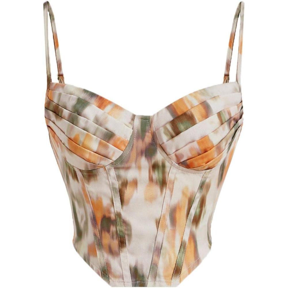 imageSHENHE Womens Sexy Floral Corset Top Tie Dye Bustier Dressy Crop Tops Backless Concert TopMulticolor