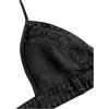 imageSHENHE Womens Denim Halter Top Tie Backless Triangle V Neck Sexy Jean Crop Top Country Western BustierBlack
