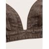 imageSHENHE Womens Denim Halter Top Tie Backless Triangle V Neck Sexy Jean Crop Top Country Western BustierBrown