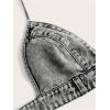 imageSHENHE Womens Denim Halter Top Tie Backless Triangle V Neck Sexy Jean Crop Top Country Western BustierDark Grey