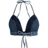 imageSHENHE Womens Denim Halter Top Tie Backless Triangle V Neck Sexy Jean Crop Top Country Western BustierMedium Wash