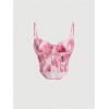 imageSHENHE Womens Sexy Floral Corset Top Tie Dye Bustier Dressy Crop Tops Backless Concert TopPink