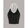 imageSHENHE Womens Summer Graphic Halter Cute Crop Top Sleeveless Letter Y2k Backless Casual TopBlack