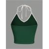 imageSHENHE Womens Summer Graphic Halter Cute Crop Top Sleeveless Letter Y2k Backless Casual TopDark Green