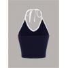 imageSHENHE Womens Summer Graphic Halter Cute Crop Top Sleeveless Letter Y2k Backless Casual TopDeep Blue