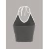 imageSHENHE Womens Summer Graphic Halter Cute Crop Top Sleeveless Letter Y2k Backless Casual TopGrey