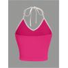 imageSHENHE Womens Summer Graphic Halter Cute Crop Top Sleeveless Letter Y2k Backless Casual TopHot Pink