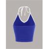 imageSHENHE Womens Summer Graphic Halter Cute Crop Top Sleeveless Letter Y2k Backless Casual TopRoyal Blue