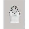 imageSHENHE Womens Summer Graphic Halter Cute Crop Top Sleeveless Letter Y2k Backless Casual TopWhite
