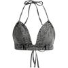 imageSHENHE Womens Denim Halter Top Tie Backless Triangle V Neck Sexy Jean Crop Top Country Western BustierDark Grey