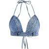 imageSHENHE Womens Denim Halter Top Tie Backless Triangle V Neck Sexy Jean Crop Top Country Western BustierLight Wash
