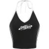 imageSHENHE Womens Summer Graphic Halter Cute Crop Top Sleeveless Letter Y2k Backless Casual TopBlack
