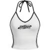 imageSHENHE Womens Summer Graphic Halter Cute Crop Top Sleeveless Letter Y2k Backless Casual TopWhite