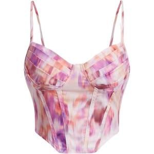 imageSHENHE Womens Sexy Floral Corset Top Tie Dye Bustier Dressy Crop Tops Backless Concert TopPurple
