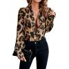 imageSHENHE Womens Button Down Shirts Long Sleeve Casual Office Work Blouse TopsBrown