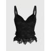 imageSHENHE Womens Lace Bow Front Spaghetti Strap V Neck Camisole Y2K Goth Crop Top TankBlack