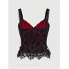 imageSHENHE Womens Lace Bow Front Spaghetti Strap V Neck Camisole Y2K Goth Crop Top TankBlack Cross Printed
