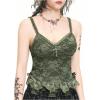 imageSHENHE Womens Lace Bow Front Spaghetti Strap V Neck Camisole Y2K Goth Crop Top TankGreen