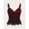 imageSHENHE Womens Lace Bow Front Spaghetti Strap V Neck Camisole Y2K Goth Crop Top TankRed Plus