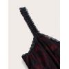 imageSHENHE Womens Lace Bow Front Spaghetti Strap V Neck Camisole Y2K Goth Crop Top TankRed Plus