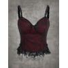 imageSHENHE Womens Lace Bow Front Spaghetti Strap V Neck Camisole Y2K Goth Crop Top TankRed Plus