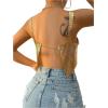 imageSHENHE Womens Metallic Glitter Open Back Sleeveless Sexy Backless Party Club Crop TopGold