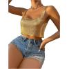 imageSHENHE Womens Metallic Glitter Open Back Sleeveless Sexy Backless Party Club Crop TopGold