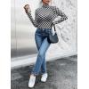 imageSHENHE Womens Mock Turtle Neck Checkered Long Sleeve Sheer Plaid Tshirt BodysuitBlack and White