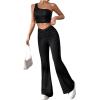 imageSHENHE Womens One Shoulder Sleeveless Sequin Glitter Party Cropped Tank Crop TopsBlack