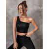 imageSHENHE Womens One Shoulder Sleeveless Sequin Glitter Party Cropped Tank Crop TopsBlack