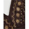 imageSHENHE Womens Open Back Knitted Halter Crop Top Tie Backless Embroidered Hippie TopCoffee Brown