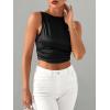 imageSHENHE Womens Satin Crop Top Ruched Tie Bow Tops Sexy Boat Neck Open Back Sparkle Silk Blouse Going OutBlack