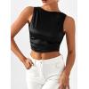 imageSHENHE Womens Satin Crop Top Ruched Tie Bow Tops Sexy Boat Neck Open Back Sparkle Silk Blouse Going OutBlack