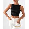 imageSHENHE Womens Satin Crop Top Ruched Tie Bow Tops Sexy Boat Neck Open Back Sparkle Silk Blouse Going OutBlack