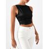 imageSHENHE Womens Satin Crop Top Ruched Tie Bow Tops Sexy Boat Neck Open Back Sparkle Silk Blouse Going OutBlack