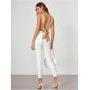 imageSHENHE Womens Satin Crop Top Ruched Tie Bow Tops Sexy Boat Neck Open Back Sparkle Silk Blouse Going OutChampagne