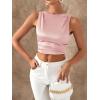 imageSHENHE Womens Satin Crop Top Ruched Tie Bow Tops Sexy Boat Neck Open Back Sparkle Silk Blouse Going OutPink