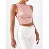 imageSHENHE Womens Satin Crop Top Ruched Tie Bow Tops Sexy Boat Neck Open Back Sparkle Silk Blouse Going OutPink