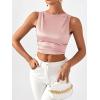imageSHENHE Womens Satin Crop Top Ruched Tie Bow Tops Sexy Boat Neck Open Back Sparkle Silk Blouse Going OutPink