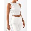imageSHENHE Womens Satin Crop Top Ruched Tie Bow Tops Sexy Boat Neck Open Back Sparkle Silk Blouse Going OutWhite